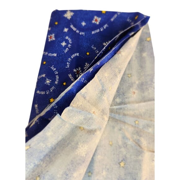 Let It Snow Snowflakes Blue Cotton Quilting Fabric 2/3 & 3/4 Yard Pieces Sewing - Picture 5 of 10
